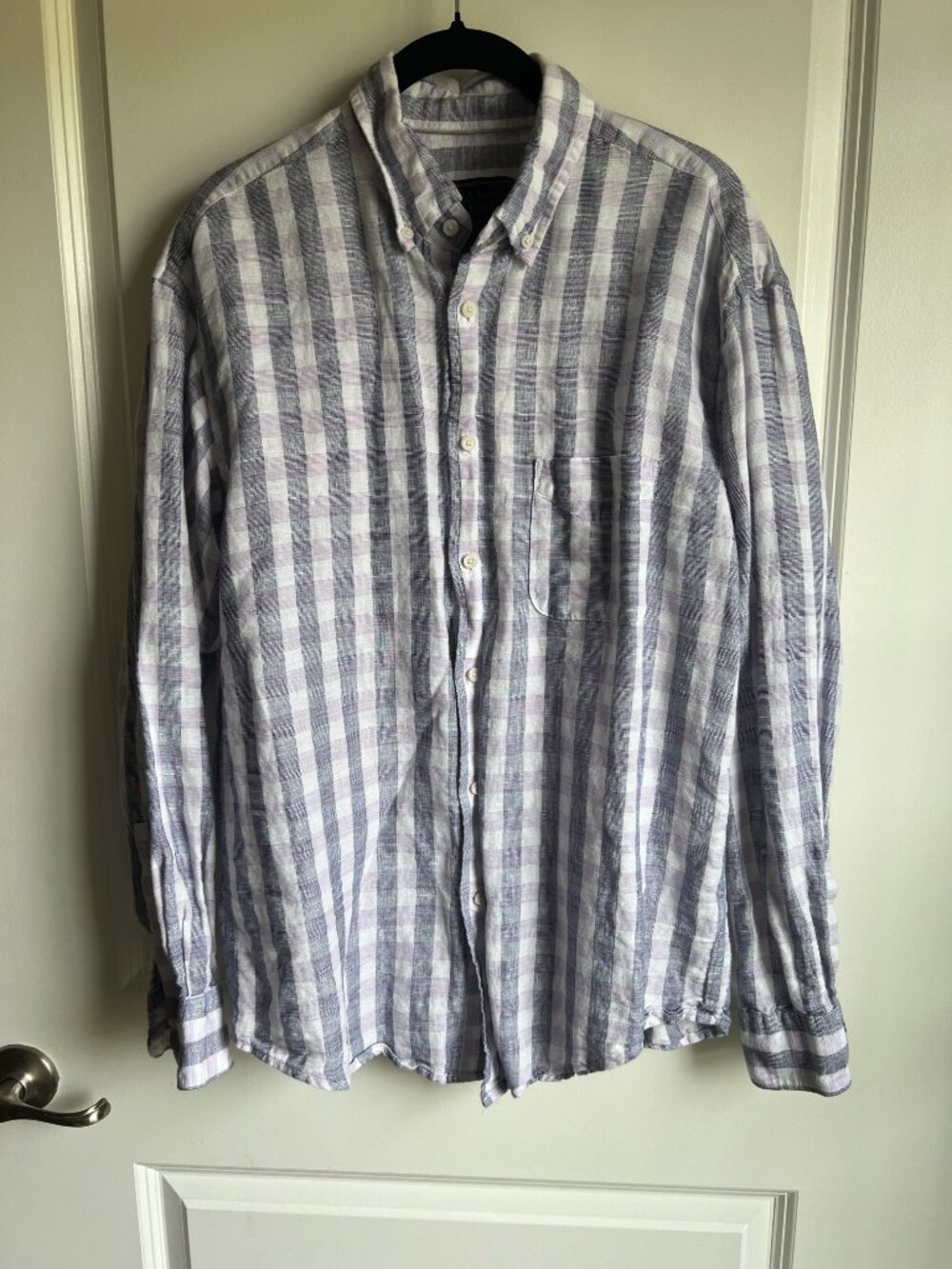 Jos. A. Bank Reserve Mens Large Linen Blend Button Down Blue Purple Traditional